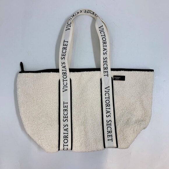 Victoria's Secret Handbags - Victoria Secret Women's Fleece Zip Cozy Plush Tote‎ Bag NWT